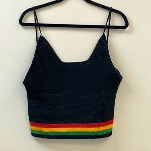 VIntage handmade crocheted striped camisole stripes, cropped, thick, no tags.